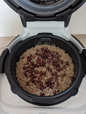クックの炊飯器で炊いた発芽酵素玄米ごはんのできたて